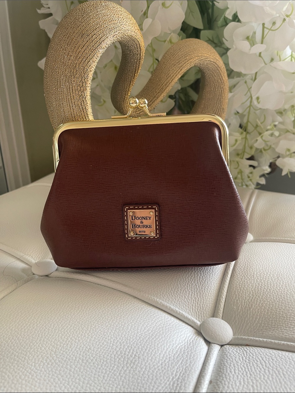 Dooney & Bourke Dark Brown Leather Kiss-Lock Wristlet